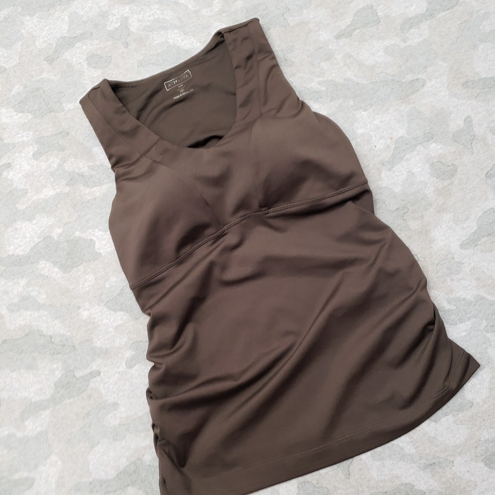 Athleta Tank Top Womens 34B‎ Brown Pullover Padded Sleeveless